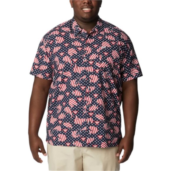 Columbia PFG Mens FATHER'S DAY Vented Fishing USA Flag Patriotic JULY 4th NWT - Picture 1 of 12